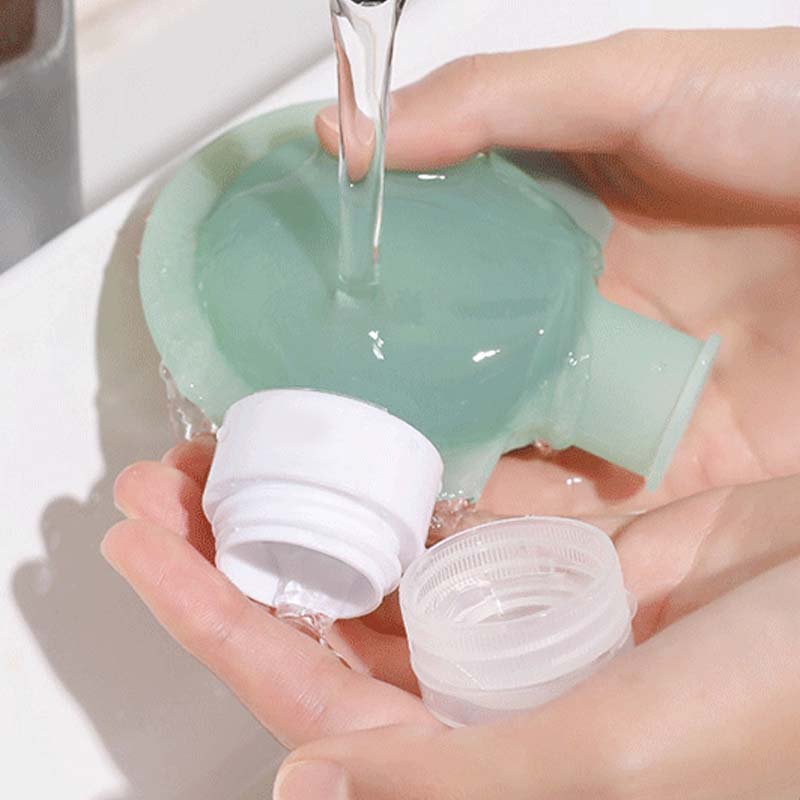 Large diameter portable silicone travel bottle