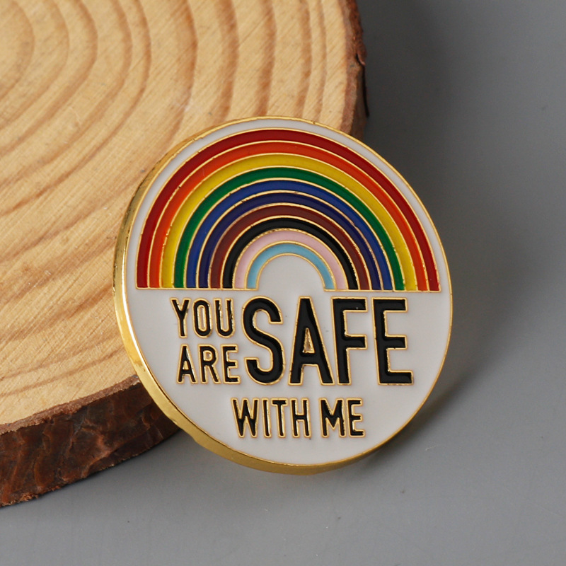 You are safe with ME' Enamel Brooch Pins Pendant