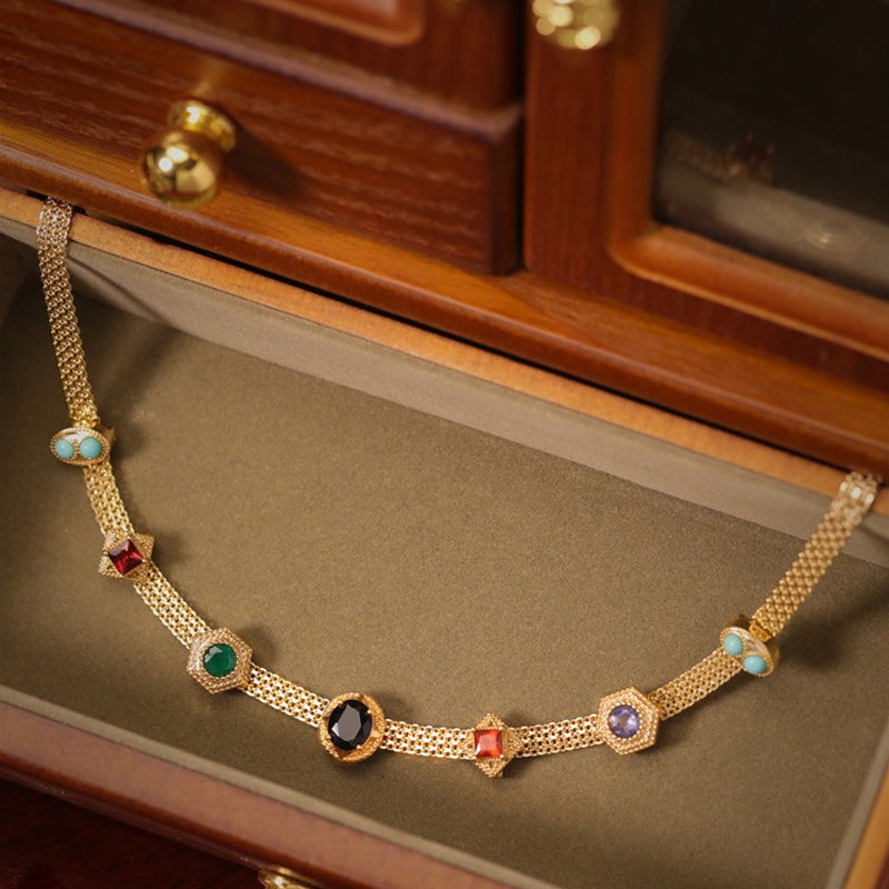 Vintage colored zircon necklace