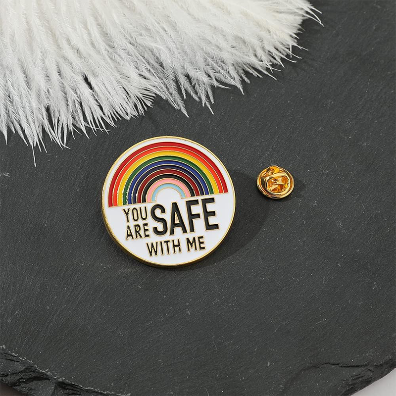 You are safe with ME' Enamel Brooch Pins Pendant