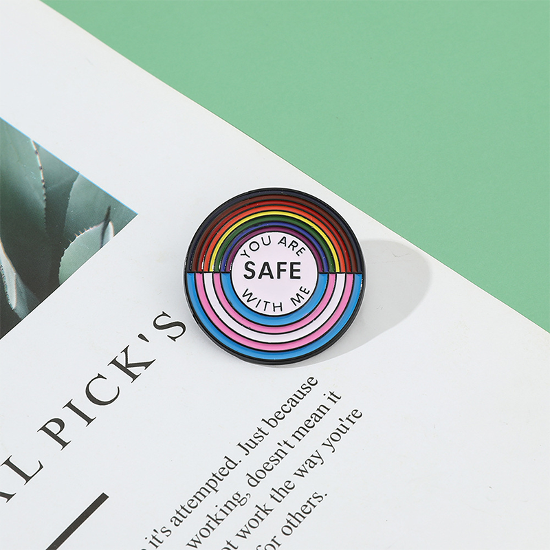 You are safe with ME' Enamel Brooch Pins Pendant