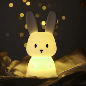 LED Night Light cute Rabbit Animal Cartoon Silicone Lamp Dimmable USB Rechargeable